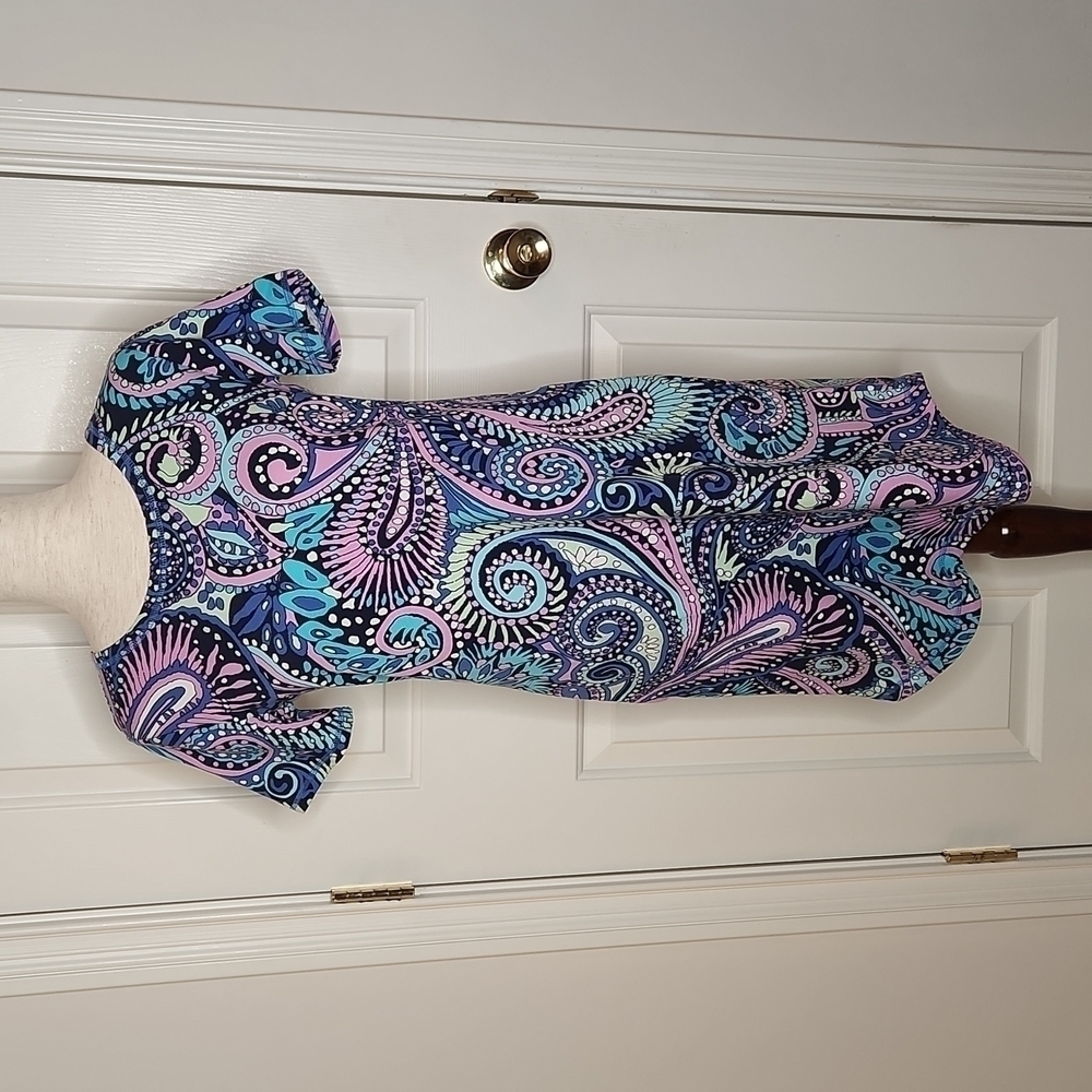 Talbots Ladder Back Confetti Paisley Cotton Dress XS